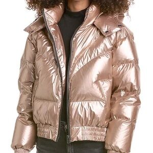 All Saints Shiny MIKA Metallic Puffer Bronze Puffer Jacket Size 2
